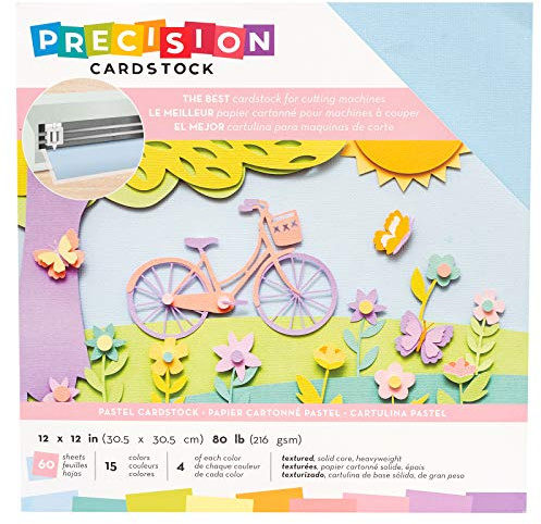 American Crafts Precision Cardstock Pack 36,3 kg, 30,5 x 30,5 cm, 60 Stück, pastell/strukturiert