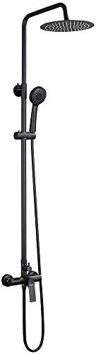Ibergrif M17004B Doccia Soffione Completo Nera, Asta Doccia con Soffione e Doccetta, Set Doccia con Asta per Doccia Regolabile a Muro, Doccia a Pioggia, Doccetta, Supporto, Cromo, Argento