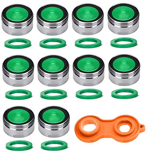 Voarge 10 Stück Strahlregler M24, Wasserhahn sieb Einsatz, Mischdüse mit ABS-Filter inkl 1 Stück Schlüssel, 10 Stück Pad für Wasserhähne