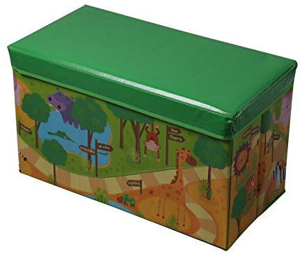 Trintion Caja de almacenamiento de juguetes plegable de 60 x 30 x 35 cm, caja de almacenamiento grande plegable para juguetes, libros y ropa (patrón de zoológico)