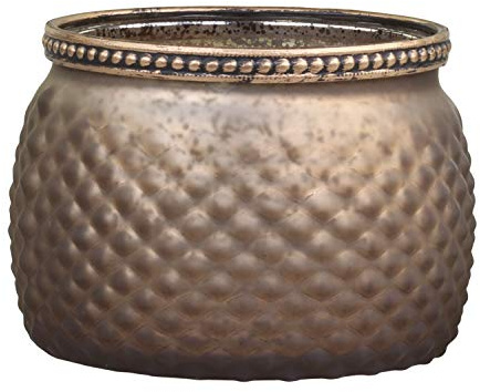 Chic Antique Portacandela con bordo perlato decorativo in metallo, diverse dimensioni, antico, champagne anticato, portacandela antivento (71563-18 Ø 11 x 7,5 cm)