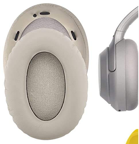 Geekria Protein Leather Replacement Ear Pads (No Inner Foam), Memory Foam Earcups Repair Parts Compatible with Sony WH-1000XM3 Ear Pads, Over-Ear Headset Cushion (Gold)