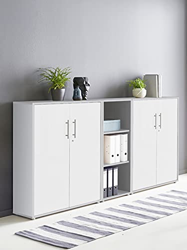 Schrankwand TABOR 8 Büroregal Aktenschrank Büroschrank abschließbar in diversen Farbvarianten (lichtgrau/weiß matt)