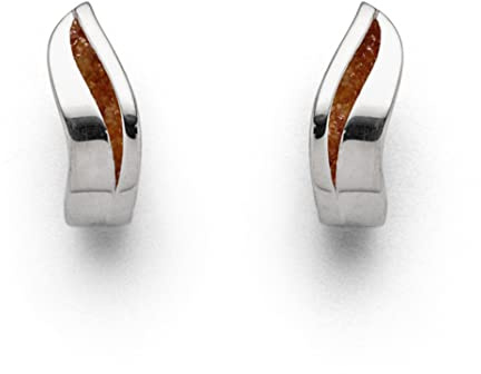 DUR Creolen Silberschweif aus 925 Sterling Silber mit Bernstein veredelt, Braun, 14,6x 5,7 mm, O5309