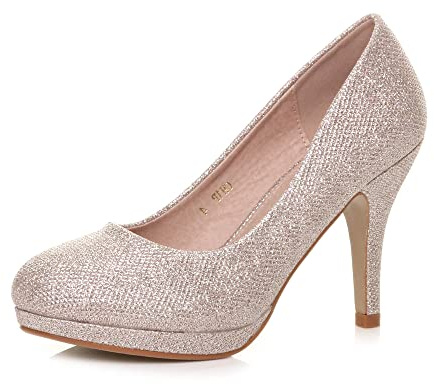 AJVANI Womens Ladies mid high Heel Platform Party Work Evening Party Prom Wedding Bridal Court Shoes Pumps Size.