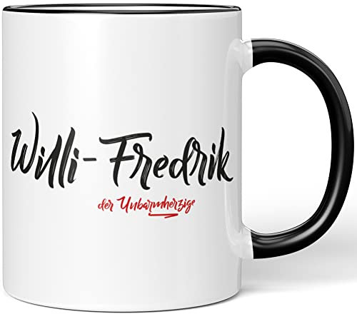 JUNIWORDS Tasse, Willi-Fredrik, der Unbarmherzige, Schwarz (5309604)