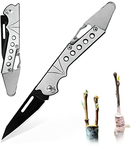 Taozoey Pfropfmesser und Klappmesser für den Garten, Edelstahl-Pfropfmesser, Gartenmesser, Pilzmesser, Beschneidemesser
