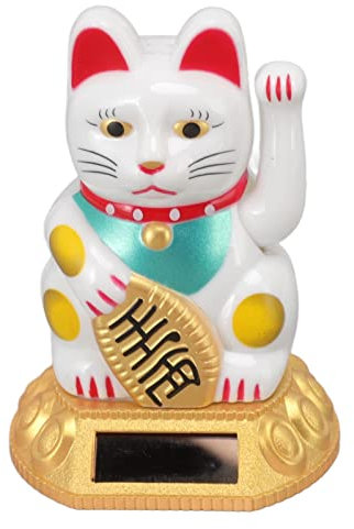 JTLB Gato de la Suerte, Gato de la Fortuna Que Agita el Oro, Gato de la Suerte Chino - Lindo Maneki Neko Feng Shui Gato Que Agita Buena Suerte Riqueza Bienvenida Gatos Exhibición del Hogar(Blanco)