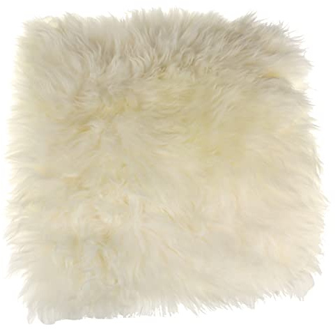 MACOSA Dekofell eckig Weiß 35 cm echtes Lammfell modern Sitzplaid Sitzkissen Deko-Fell Tischdeko Echtfell Sitzauflage Stuhlkissen Fellteppich klein (Weiß)