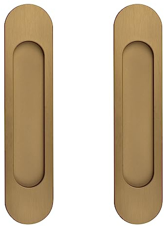 MOROBOR 18CM Poignées de Porte Coulissante Ovales Autocollantes, 2 pièces Bronze Or Alliage D'Aluminium Affleurant Poignée Sans Poinçon pour Armoires de Fenêtres de Porte de Grange Coulissante