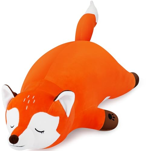 29.9 inch Large Plush Fox Toys Long Plush Body Pillow Stuffed Fox Stuffed Animal Plush Pillow for Unisex, Large Cuddly Toy Cushion Doll Hugging Pillow Cushion Dolls Birthday Xmas Gifts Room Decor