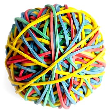 D.RECT - Elastici | Sacchetto da 0,25 kg circa 190 pezzi | 120 mm di diametro larghezza 1,5 mm anello in gomma | perfetto per casa e ufficio | Riutilizzabile | Molto durevole | Colori assortiti