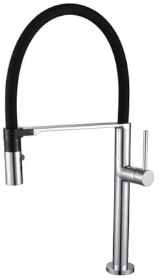 Grifo de cocina grifo de fregadero monomando grifo caliente y frío pistola gris giratorio grifo de latón función magnética (Color : Chrome)