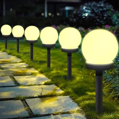 Luz Solar para Jardín, Bola Redonda LED de Estaca, Iluminación para Exteriores y Camino, Lamparas Paisaje Impermeable