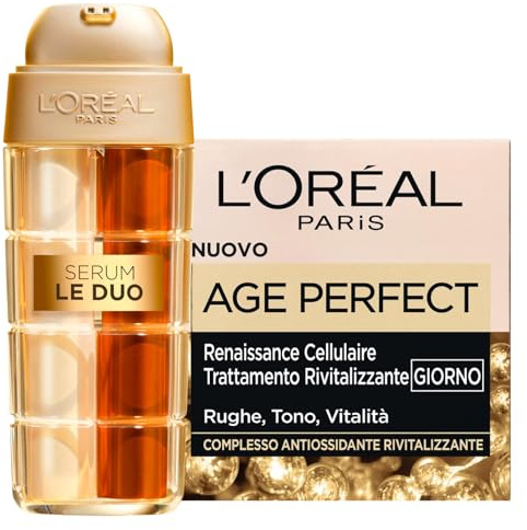 L'Oréal Paris Age Perfect Anti-Aging Serum Das Straffende Aufhellende Duo Kollagen Vitamine C B3 30ml + Age Perfect Zelluläre Renaissance Revitalisierende Gesichtscreme Vitamin E Neohesperidin 50ml