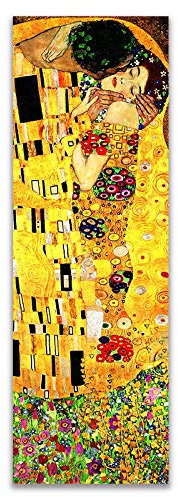 Klassischer Gustav Klimt Kiss bunter Leinwanddruck, Poster, große Wandkunst, Wohnzimmerdekoration, 60 x 180 cm, rahmenlos