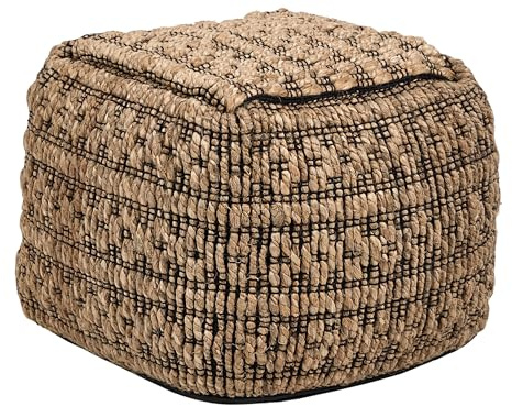 Pouf Jute Baumwolle beige / schwarz quadratisch 40 x 40 cm Boho Stil Mabula