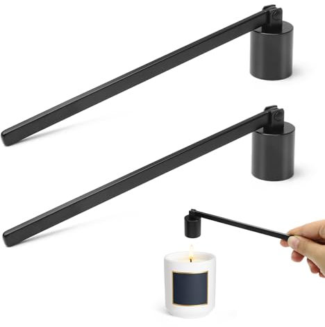 TPTGIAR 2 Stück Edelstahl Kerzenlöscher, Kerzenlöscher mit Langem Griff, Tragbare Edelstahl-kerzenlöscher, Kerzen Ausmachen für Docht Dochtlöscher Candle Extinguisher Schwarz