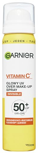 Garnier - Brume Anti-UV Booster d'Éclat - SPF 50+ - Fini Invisible - Protège, Prévient les Taches & Booste l'Éclat - Soin Visage Enrichi en Vitamine C - Tous Types de Peau - 75 ml