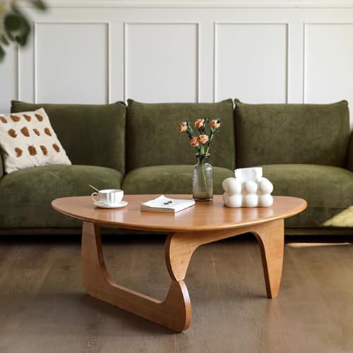 Tavolino da salotto in legno massello, design moderno di metà secolo, facile da montare e pulire, adatto per camera da letto, soggiorno e piccoli spazi, finitura ciliegio