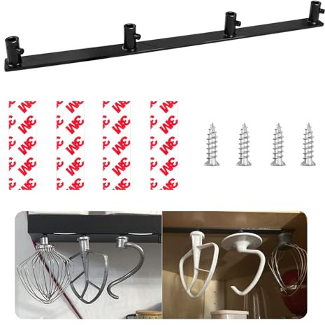 Stand Mixer Attachment Holder Fits Kitchenaid Mixer Accessories, W/screws | Paddle Beater Hook Attachments, Space Saver for Wall, Premium Materials, Strong Load-Bearing Capacity, Easy to Take and Put