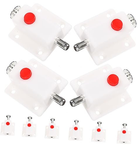 jojofuny Loquet à Ressort Plastique Abs Blanc Couvercle, Verrou De Porte D'armoire Robuste, Lot De 10 Pièces, Serrure à Ressort Pratique Pour Portes Intérieures