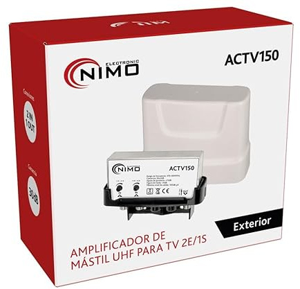 Amplificador de Mástil UHF para TV, 2 Entradas y 1 Salida