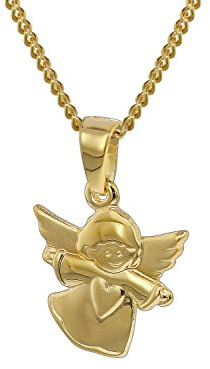 trendor Kinder-Anhänger Engel 333 Gold mit goldplattierter Halskette 35820 | es Sschöner Goldschmuck für Kids, tolle Geschenkidee für Mädchen oder Jungen