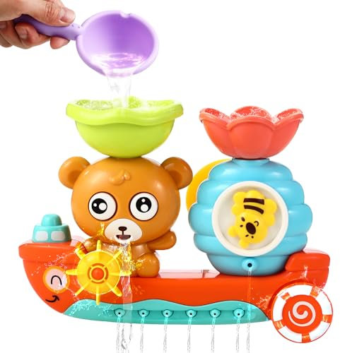 Badewannenspielzeug ab 1 2 3 4 Jahr, Bär und Bee, Wasserspielzeug Kinder, Badespielzeug Baby ab 1 Jahr, Badewannen Spielzeug, Wasserspielzeug Baby Spielzeug Geschenk für Jungen Mädchen Geburtstag
