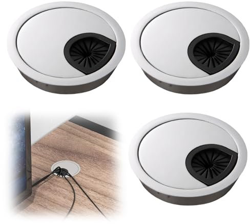 3PCS Desk Grommet 60mm, Cable Grommet, Plug Hole Cover Round Metal Hole Cover for Management Wire Organizers