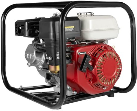DAOHHFO Bomba de agua de gasolina, 6,5 CV, conexión de 2 pulgadas, bomba de agua sucia, 36 m³/h, bomba de estanque, motor de 4 tiempos, 210 cc, aspiración de 7 m, altura de extracción de 28 m, bomba