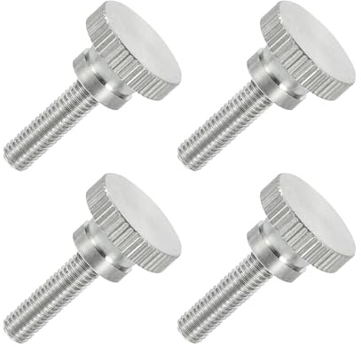 sourcing map 4 tornillos de cabeza moleteada plana M5 x 20 mm, acero inoxidable 304 totalmente roscado, tornillos de tornillo de pulgar para iluminación de electrodomésticos, equipos electrónicos