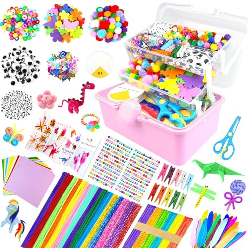 ZEIZHUBN Kit Lavoretti Creativi per Bambini 3000 Pezzi DIY Art Craft Set Scovolini Colorati per Lavoretti Giochi Creativi Bambini 4-12 Anni Decorazioni Giocattoli Regalo per Ragazzo Ragazza