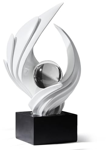 XYQXYQ Abstrakte Kunst-Skulptur, Kunstharz, Gold, dekorative Statue, moderne weiße Ornamente für Wohnzimmer, Decorativas Modernas für Couchtisch, Eingangsbereich und Büro, Sammlerstücke (weiß)