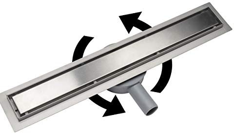 Edelstahl Duschrinne 60cm verstellbar 360° Bodensiphon Rechteckig Geflieste Duschrinne für Badezimmer Hoher Durchfluss Wasserablaufsystem