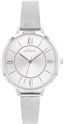 s.Oliver Armbanduhr Damen Quarzuhr Analog, mit Leder/Nylon Armband, Kommt in Uhren Geschenk Box