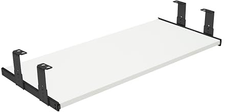 FIX&EASY Tastaturauszug Up&Down-XL, Tastaturablage 600X300mm weiss Dekor, Auszugschienen mit Einrastfunktion höhenverstellbar schwarz 300mm Set Ablage weiß und Auszug mit Verriegelung f. Tastatur Maus