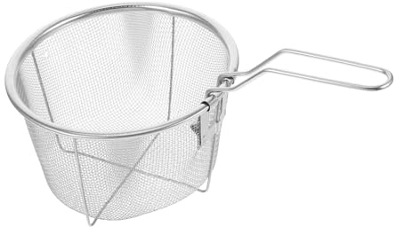 MUELODSIC Cestino Pieghevole Per Friggere Rotondo in Acciaio Inossidabile 15 Cm Manico Cavo, Utensile Scolapasta Da Cucina Per Snack e Patatine Fritte, Salvaspazio Per Uso Domestico