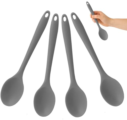 Silicone Spoons for Cooking, 4-Piece Plastic Serving Spoons Set, Durable Cooking Spoon for Kitchen, Soup Spoons, Serving Spoons Large, 27.3 x 5.8 cm