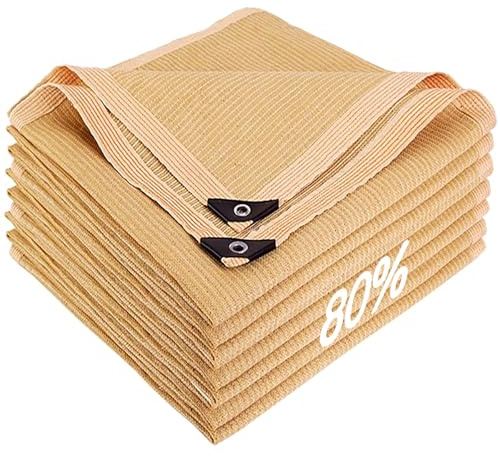 Telo ombreggiante beige con occhielli, protezione UV 80%, copertura per pergola, telone in rete, per esterni, giardino, patio, cortile (6 x 12 m)