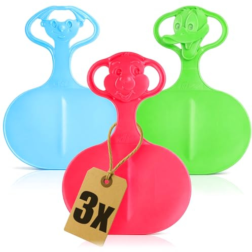 Wilhelm Sell® Schneeflitzer zum Rodeln - leichte Schneerutscher für Winter Freizeit und Sport - Poporutscher aus Kunststoff in bunten Farben