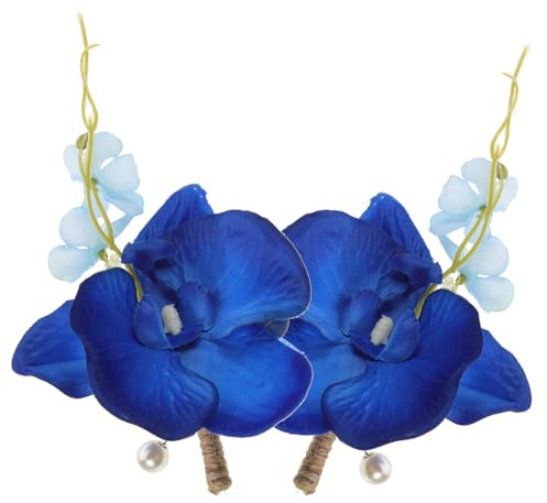 2 Stück Brustblumen mit Pin, Blaue Seidenblüte für Bräutigam und Trauzeuge | Hochzeiten und Zeremonien, als Souvenir Geeignet, Chic Gestaltete Ausführung