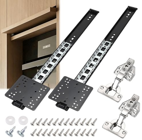 DTGN 18 Inch Pocket Door Slide Pocket Door Hardware Kit- 2 Set - for 18-20mm Think Inset Cabinet Wardrobe - Soft Close Silent Retractable System W/Hinges & Screws 14kg/30.9lb - Black