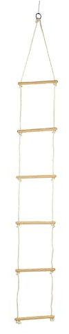 small foot Strickleiter mit sechs Holzsprossen, 2 m, Kletterspielzeug für drinnen und draußen, bis ca. 75 kg, 1048, Braun