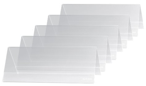 SIGEL TA130 Tischaufsteller Dachform 5er Pack für 24 x 9 cm, Tisch-Namensschilder für beidseitige Präsentation, incl. 5 Einsteckkarten