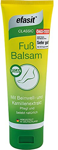efasit Fuß Balsam, Fußcreme für trockene Füße und zur täglichen Pflege, mit Beinwell, Kamille, Jojoba- und Rosmarinöl, Vegan