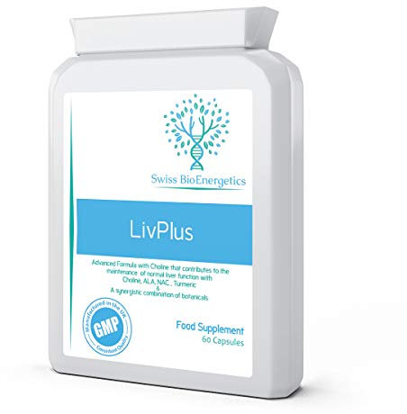 LivPlus 60 Capsules – Choline, Alpha Lipoic Acid, N-Acetyl Cysteine & 9 Botanicals Including Turmeric and Chlorella