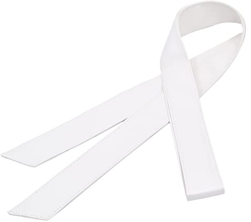 TeeYee Frauen Damen Obi PU Leder Gürtel einfarbig Bereit Tailleband 172cm weiß