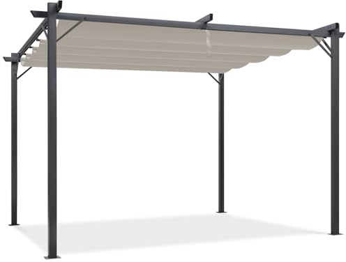 IDMarket - Pergola Retrattile 4 Piedi 3x4 M pergolato Tortora