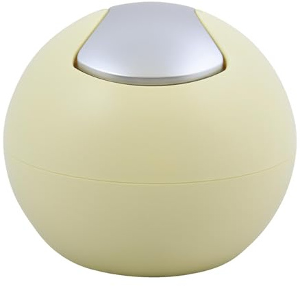 Spirella Poubelle salle de bains Récipient à cosmétiques 1 Litre Finition brillante ou mate Boîte à ordures à couvercle pivotant Poubelle à table Jaune mat